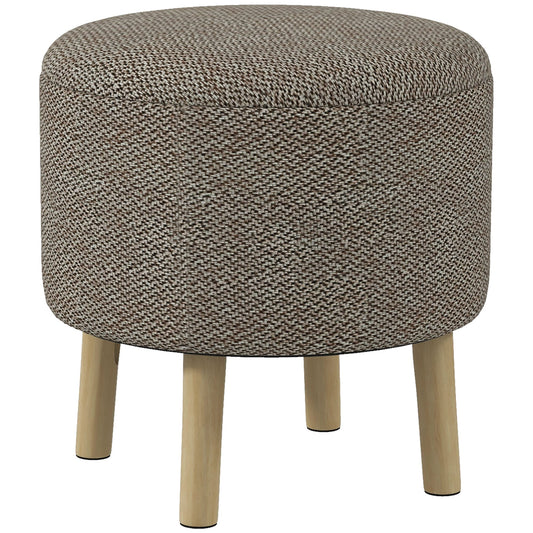 HOMCOM Round Linen-Look Storage Ottoman - Light Grey