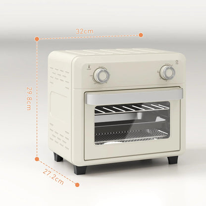 HOMCOM 10L Air Fryer Oven, Mini Oven, Oil Free Cooking, Grill, Roast, Bake, with Adjustable Temperature, Timer, Dishwasher Safe, 1000W, Cream White