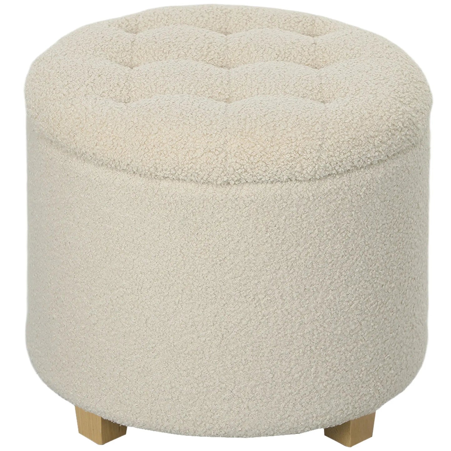HOMCOM 31.8L Teddy Fleece Storage Ottoman - Cream White