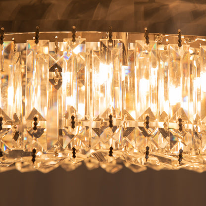 HOMCOM Crystal Ceiling Light Modern Chandeliers Stainless Steel Pendant Lights with Crystal Decorations for Living Room Bedroom Dining Room Hall Silver