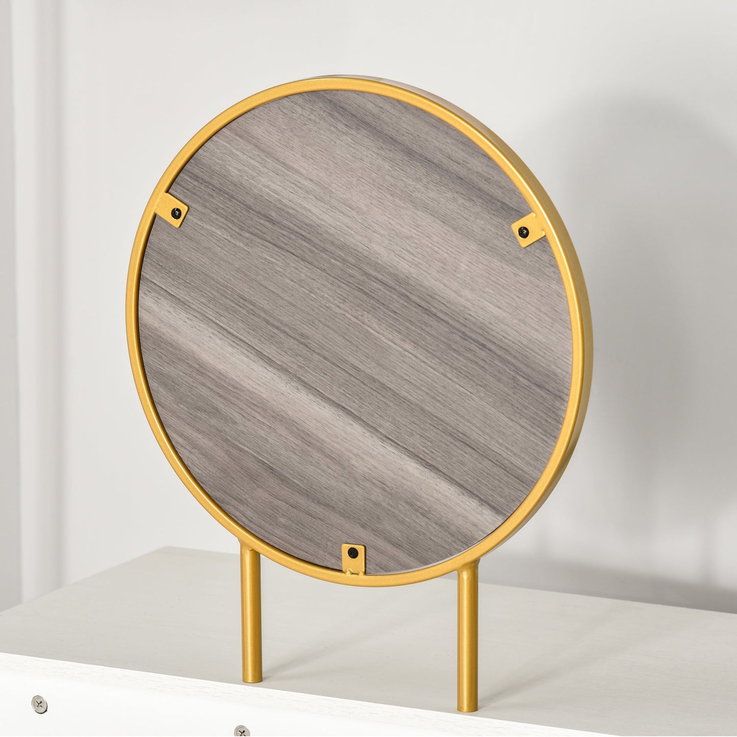 HOMCOM Modern Dressing Table with Round Mirror, Makeup Vanity Table with 2 Drawers for Bedroom, Living Room, White