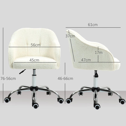 HOMCOM Teddy Fleece Swivel Office Chair - Cream