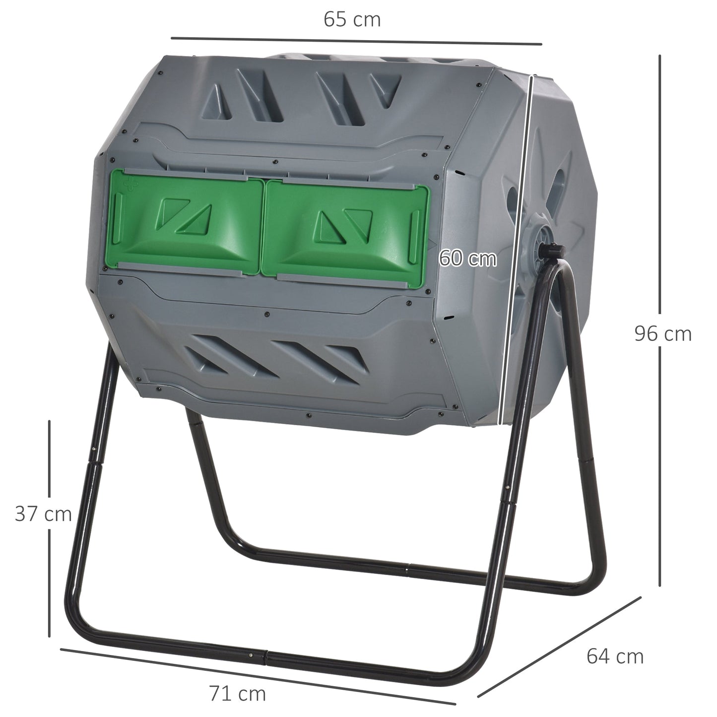 Outsunny 160L 360° Rotating Dual Chamber Composter - Grey