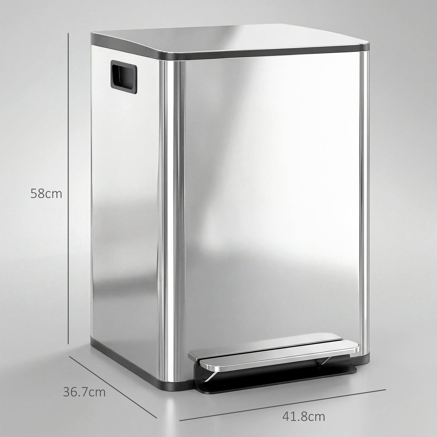 HOMCOM 40L Dual Compartment Stainless Steel Bin, with Deodoriser Holders - Silver Tone