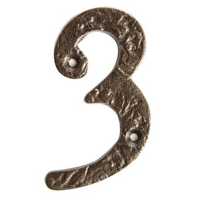 80mm Grey Rustic Iron House Number 3