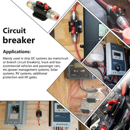 Circuit Breaker 12V 24V 20A 30A 40A 50A 60A 80A 100A Auto Car Bike Stereo Audio Solar Energy Circuit Breaker Reset Fuse Inverter