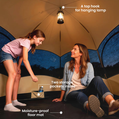 Outsunny Double Layer Instant Pop Up Tent with Rainfly, Portable Camping Shelter with Sewn-in Groundsheet and Carry Bag, Khaki