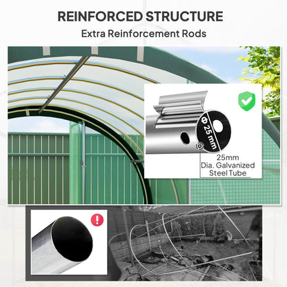 Outsunny 3 x 2(m) Polytunnel Greenhouse, with Windows and Doors - Green