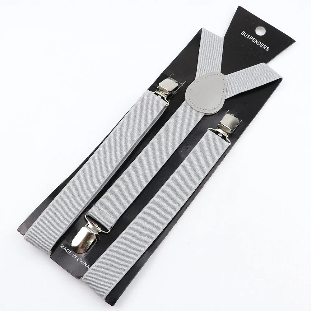 Hot Sale Solid Color Elastic Leather Suspender For Men Women Black Red Sage Green Adjustable Pants Shirt Girl Skirt Accessories