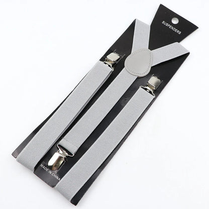 Hot Sale Solid Color Elastic Leather Suspender For Men Women Black Red Sage Green Adjustable Pants Shirt Girl Skirt Accessories