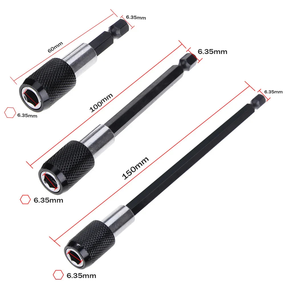 1/4 Inch Hex Shank Quick Release Screwdriver Bit Holder Extension Bar 60mm 100mm 150mm