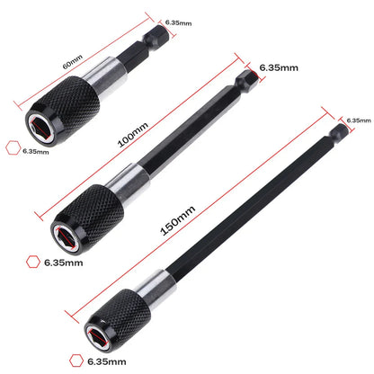 1/4 Inch Hex Shank Quick Release Screwdriver Bit Holder Extension Bar 60mm 100mm 150mm