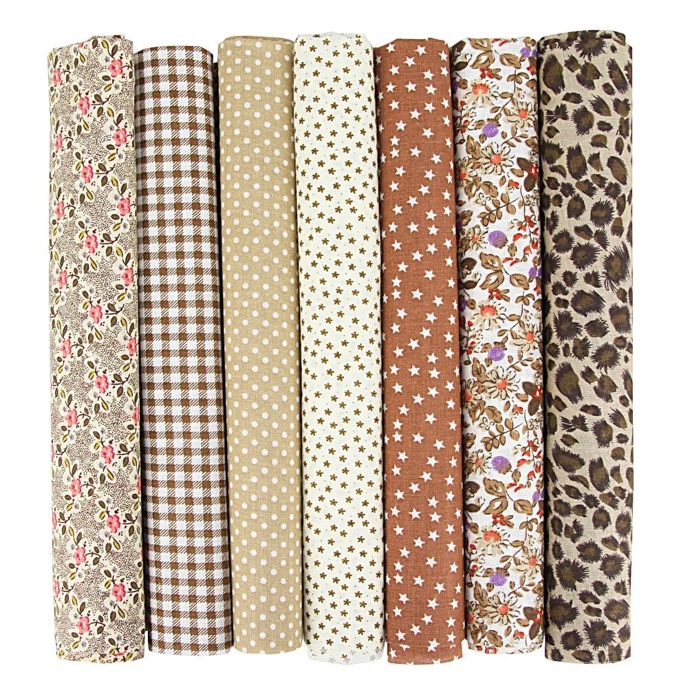 7PCS 25 x 25cm/50 x 50cm Squares Cotton Craft Fabric Cloths for DIY Bundle Patchwork Quilting Sewing Scrapbooking Artcraft