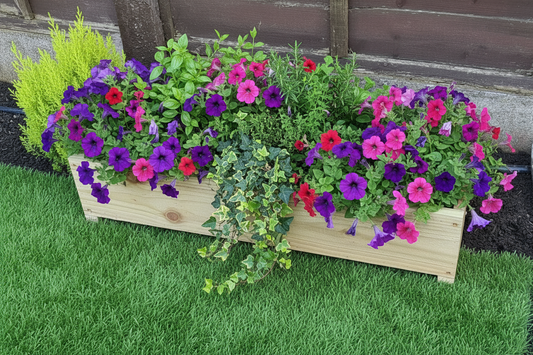 Rustic wooden garden planters 22cm wide