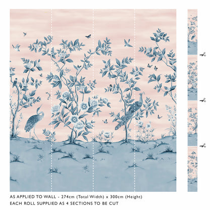 Florence Powder/China Blue Wallpaper