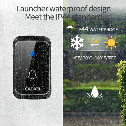 CACAZ Smart Home Waterproof Wireless Doorbell For Outdoor 4 Levels Volume 80DB 60 Chimes Home Calling Bell US EU UK AU Plug