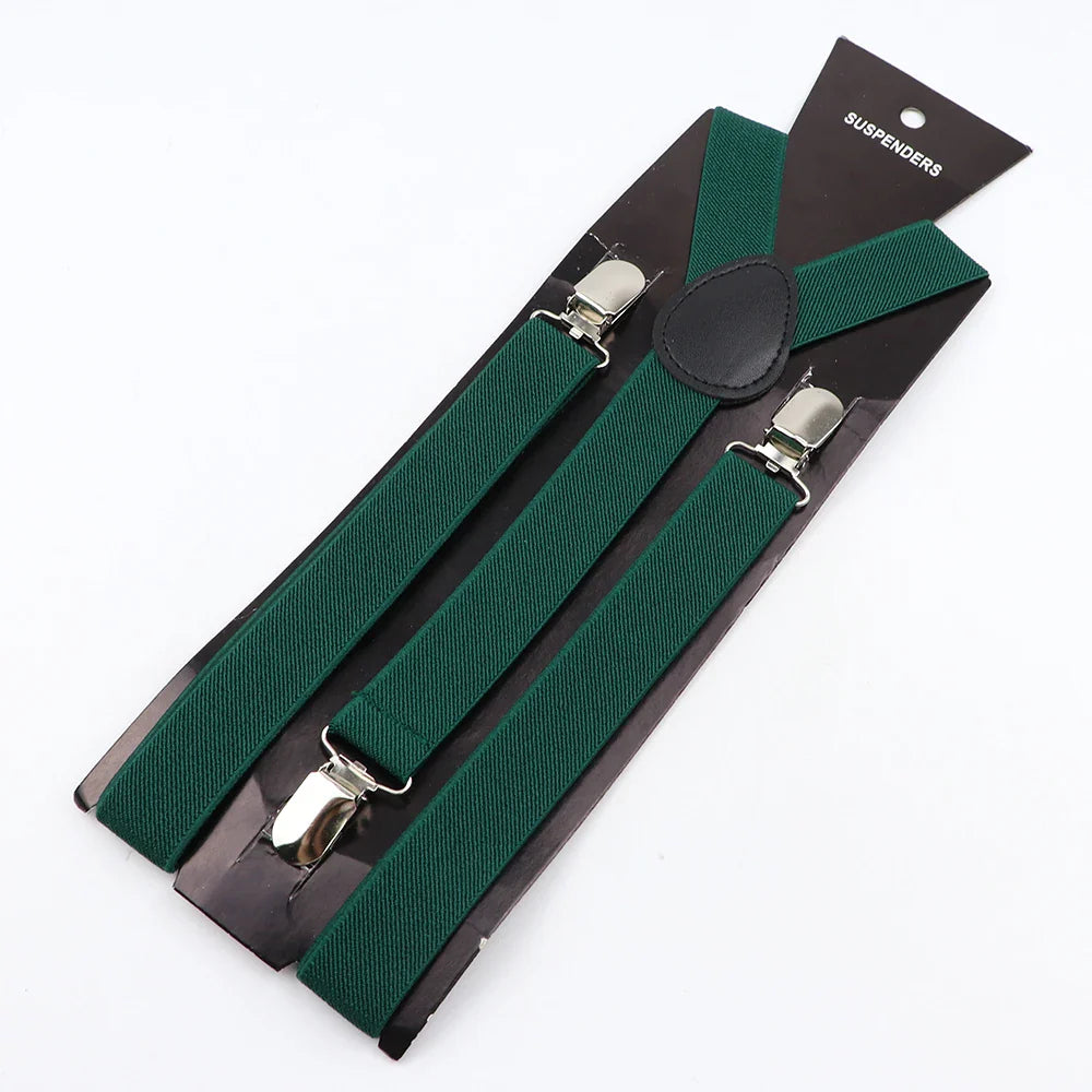 Hot Sale Solid Color Elastic Leather Suspender For Men Women Black Red Sage Green Adjustable Pants Shirt Girl Skirt Accessories