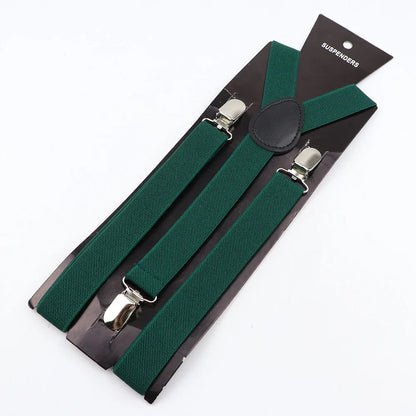 Hot Sale Solid Color Elastic Leather Suspender For Men Women Black Red Sage Green Adjustable Pants Shirt Girl Skirt Accessories