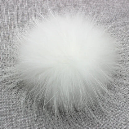 Big Fluffy Real Fur Fox Pompoms With Button DIY Raccoon Fur Pom Poms Balls Natural Fur Pompon For Scarves Hats Caps Accessories