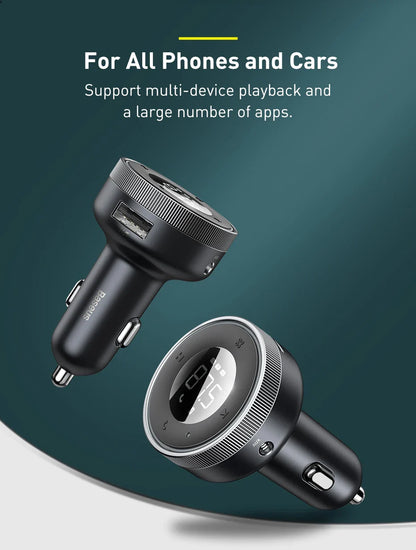 Baseus FM Transmitter Modulator Car Wireless Bluetooth 5.0 USB Fast Charger Auto Aux Radio Mp3 Player Music Hands Free Car Kit