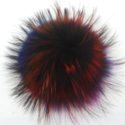 Big Fluffy Real Fur Fox Pompoms With Button DIY Raccoon Fur Pom Poms Balls Natural Fur Pompon For Scarves Hats Caps Accessories