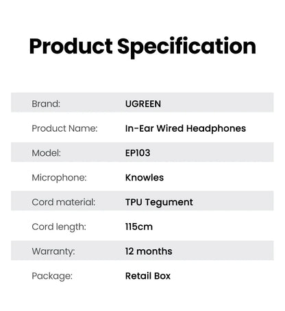 UGREEN Wired Earphone With Microphone In Ear 3.5mm Noise Cancelling USB Type C Lightning Earphones For iPhone 15 Pro Max Xiaomi