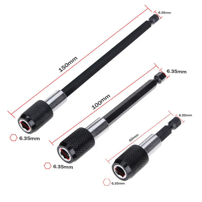 1/4 Inch Hex Shank Quick Release Screwdriver Bit Holder Extension Bar 60mm 100mm 150mm