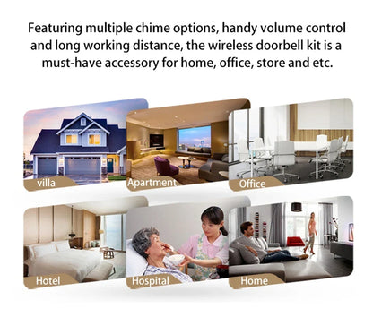 CACAZ Smart Home Waterproof Wireless Doorbell For Outdoor 4 Levels Volume 80DB 60 Chimes Home Calling Bell US EU UK AU Plug