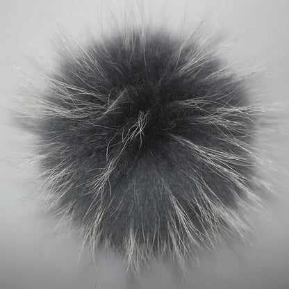 Big Fluffy Real Fur Fox Pompoms With Button DIY Raccoon Fur Pom Poms Balls Natural Fur Pompon For Scarves Hats Caps Accessories