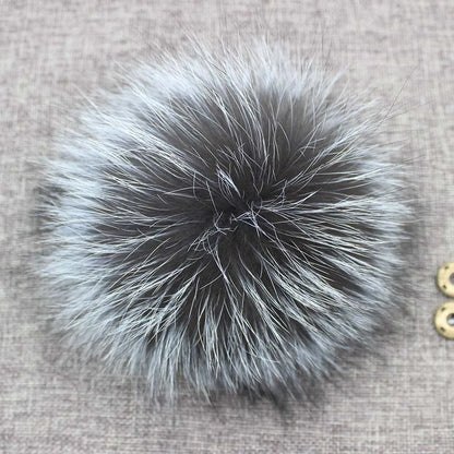 Big Fluffy Real Fur Fox Pompoms With Button DIY Raccoon Fur Pom Poms Balls Natural Fur Pompon For Scarves Hats Caps Accessories