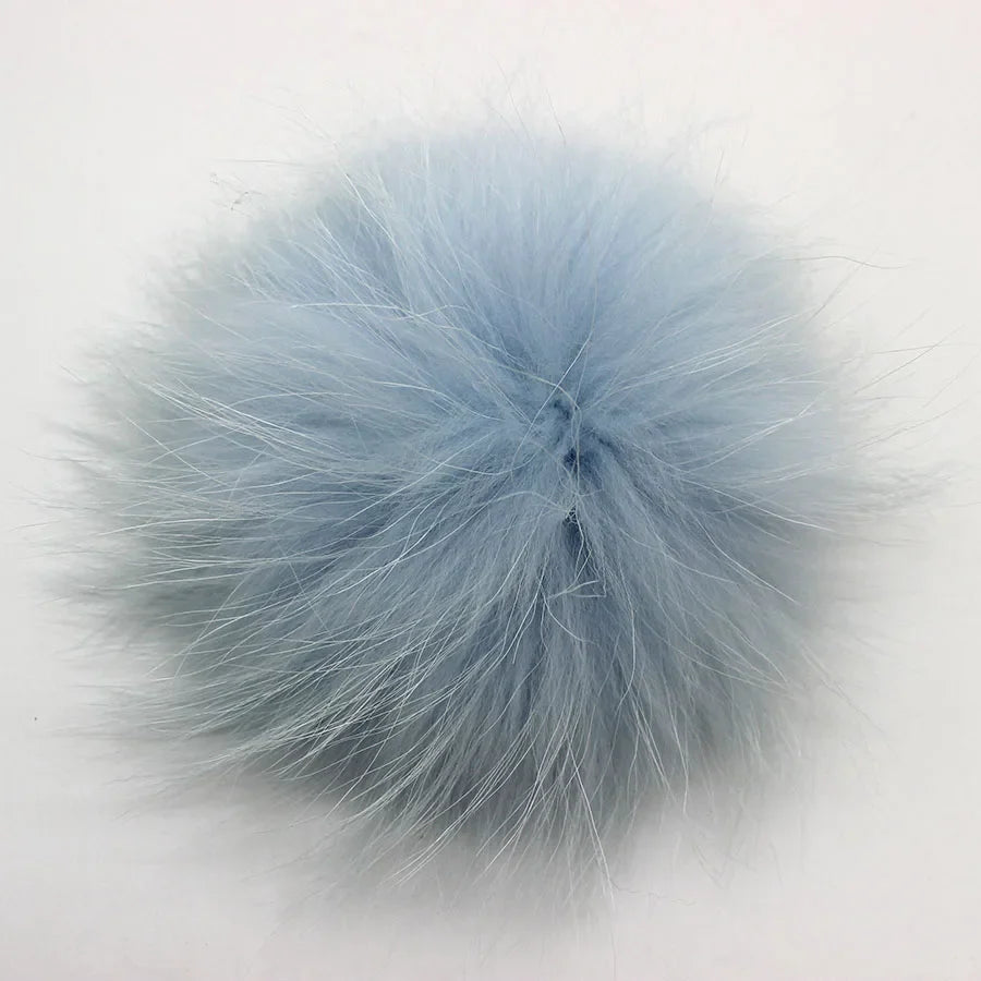 Big Fluffy Real Fur Fox Pompoms With Button DIY Raccoon Fur Pom Poms Balls Natural Fur Pompon For Scarves Hats Caps Accessories
