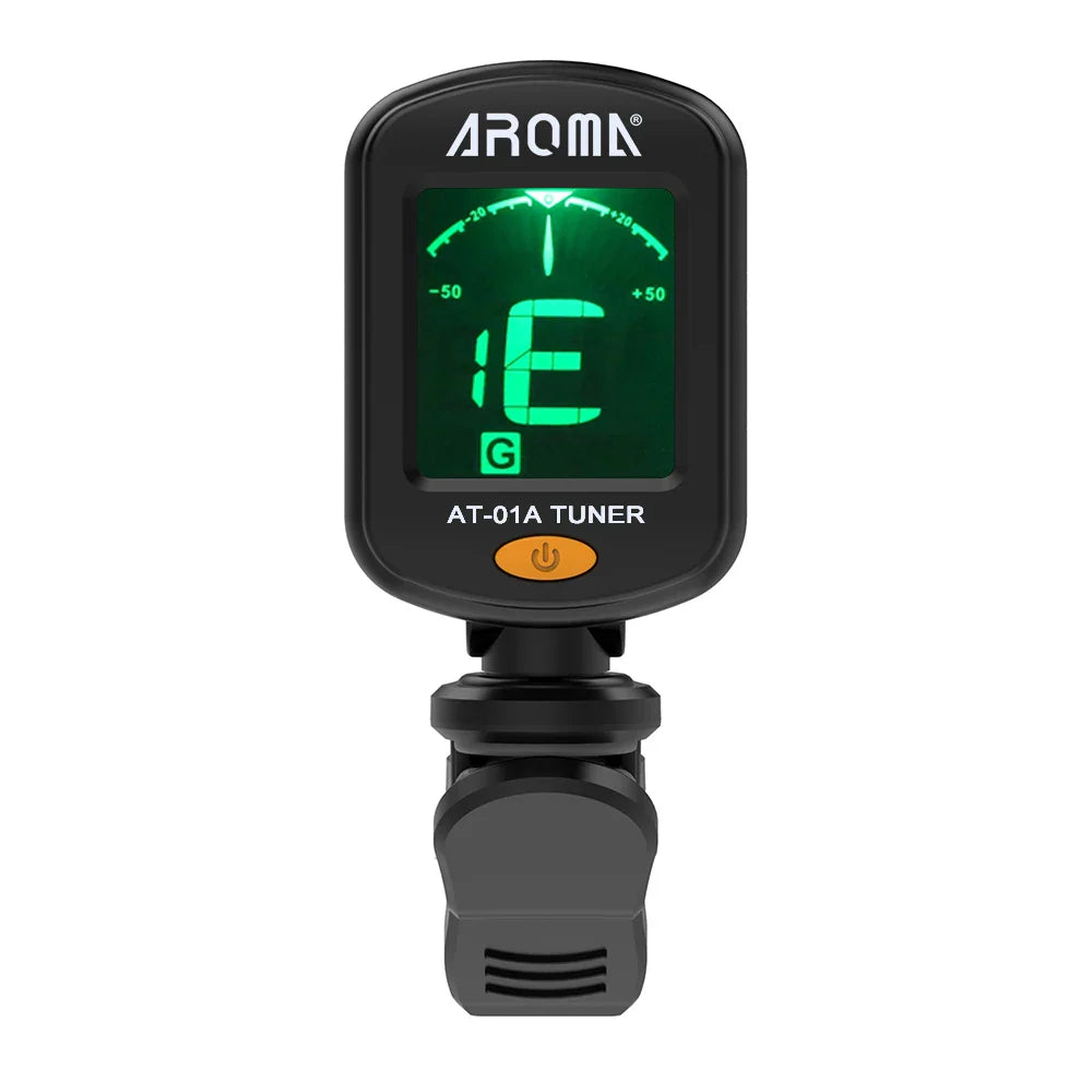 AROMA AT-01A Guitar Tuner Rotatable Clip-on Tuner LCD Display for Chromatic Acoustic Guitar Bass Ukulele Guitar Accessories