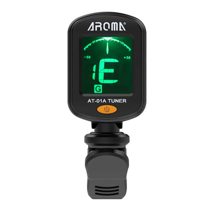 AROMA AT-01A Guitar Tuner Rotatable Clip-on Tuner LCD Display for Chromatic Acoustic Guitar Bass Ukulele Guitar Accessories