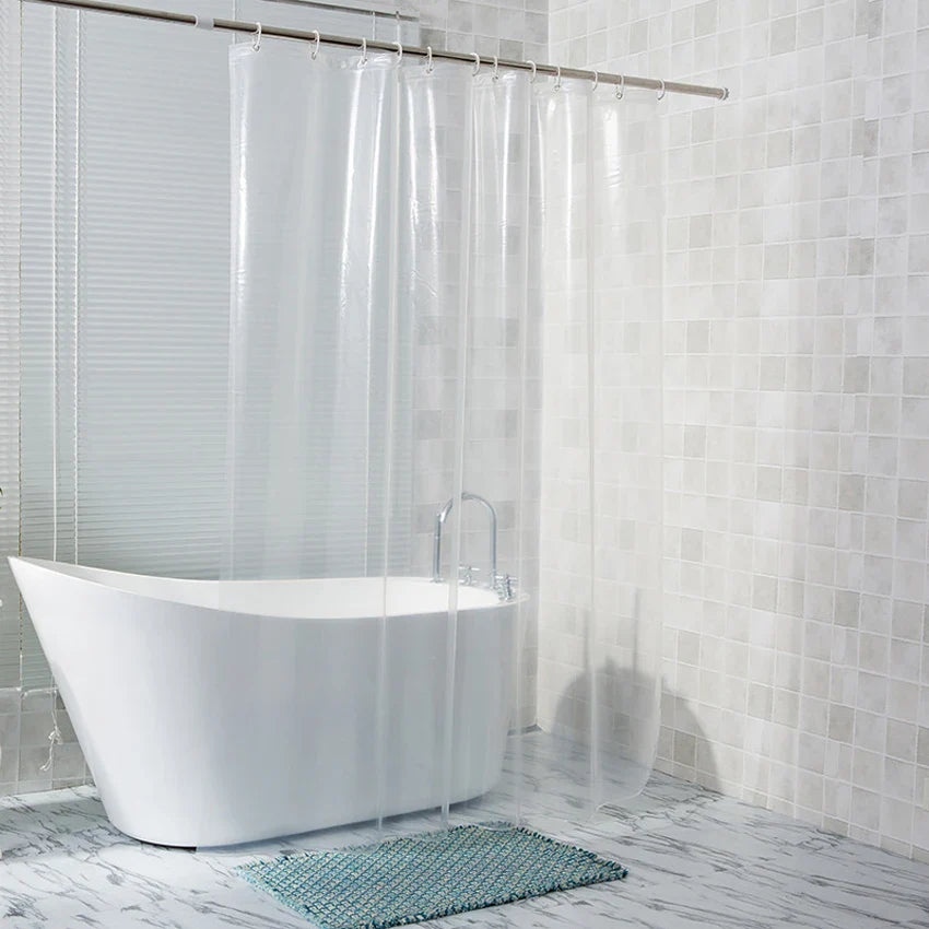 Transparent Shower Curtain Waterproof Clear White PEVA Bath Curtains Liner for Bathroom Mildew Home Hotel with Free Hooks