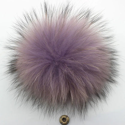 Big Fluffy Real Fur Fox Pompoms With Button DIY Raccoon Fur Pom Poms Balls Natural Fur Pompon For Scarves Hats Caps Accessories