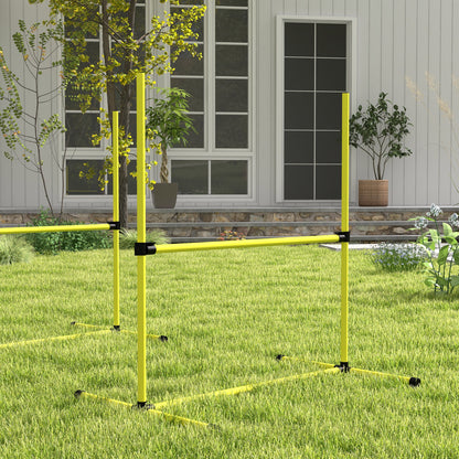 PawHut 4 Pieces Dog Agility Training Equipment, Adjustable Height Jumps Hurdle with Carrying Bag for Outdoor, Yellow