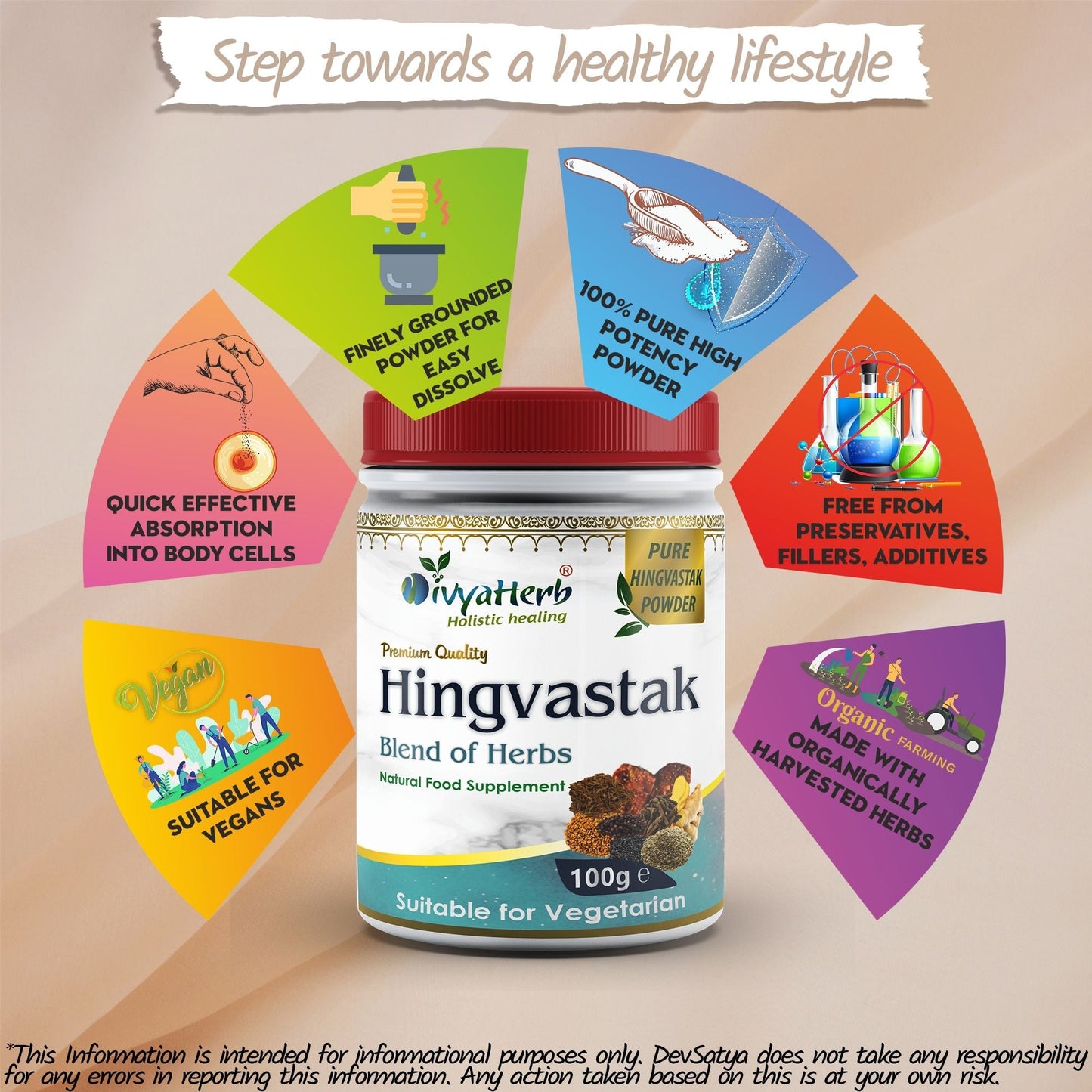 DivyaHerb Hingvastak Powder 100 gram - Digestive Comfort Support