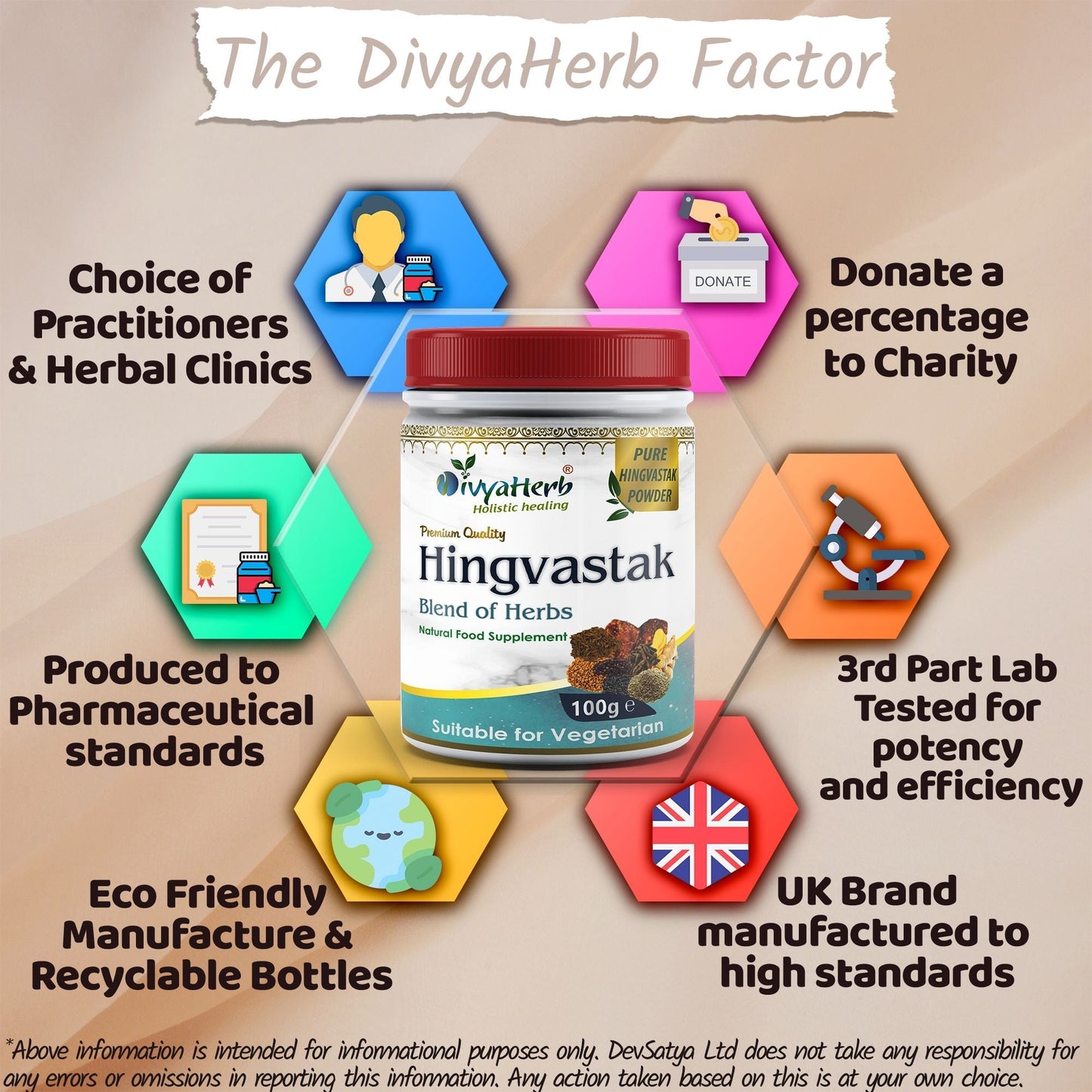 DivyaHerb Hingvastak Powder 100 gram - Digestive Comfort Support