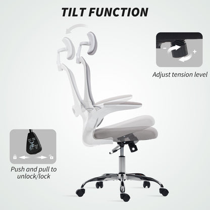 HOMCOM Mesh Back Office Chair, with Lumbar Support - Grey