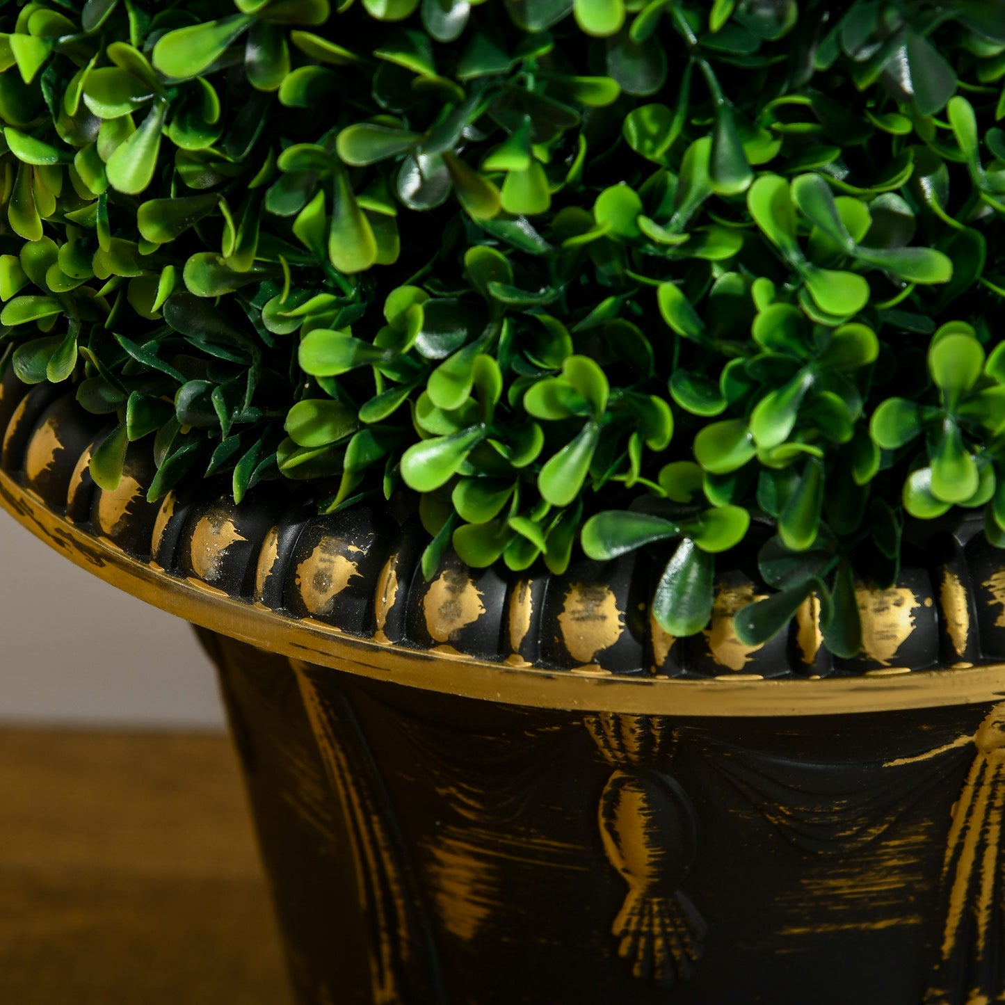 HOMCOM Set of 2 Artificial Plants, Topiary Spiral Boxwood Trees with Pot, for Home Indoor Outdoor Decor, 90cm