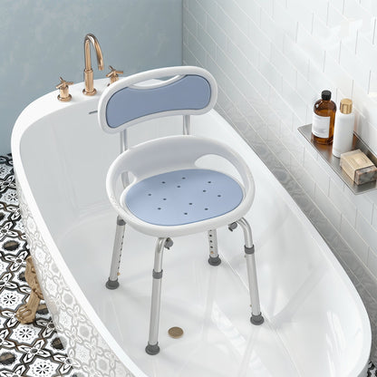 HOMCOM Shower Chair with Padded Seat Adjustable Height Shower Stool Bath Seat with Back and Anti-Slip Feet