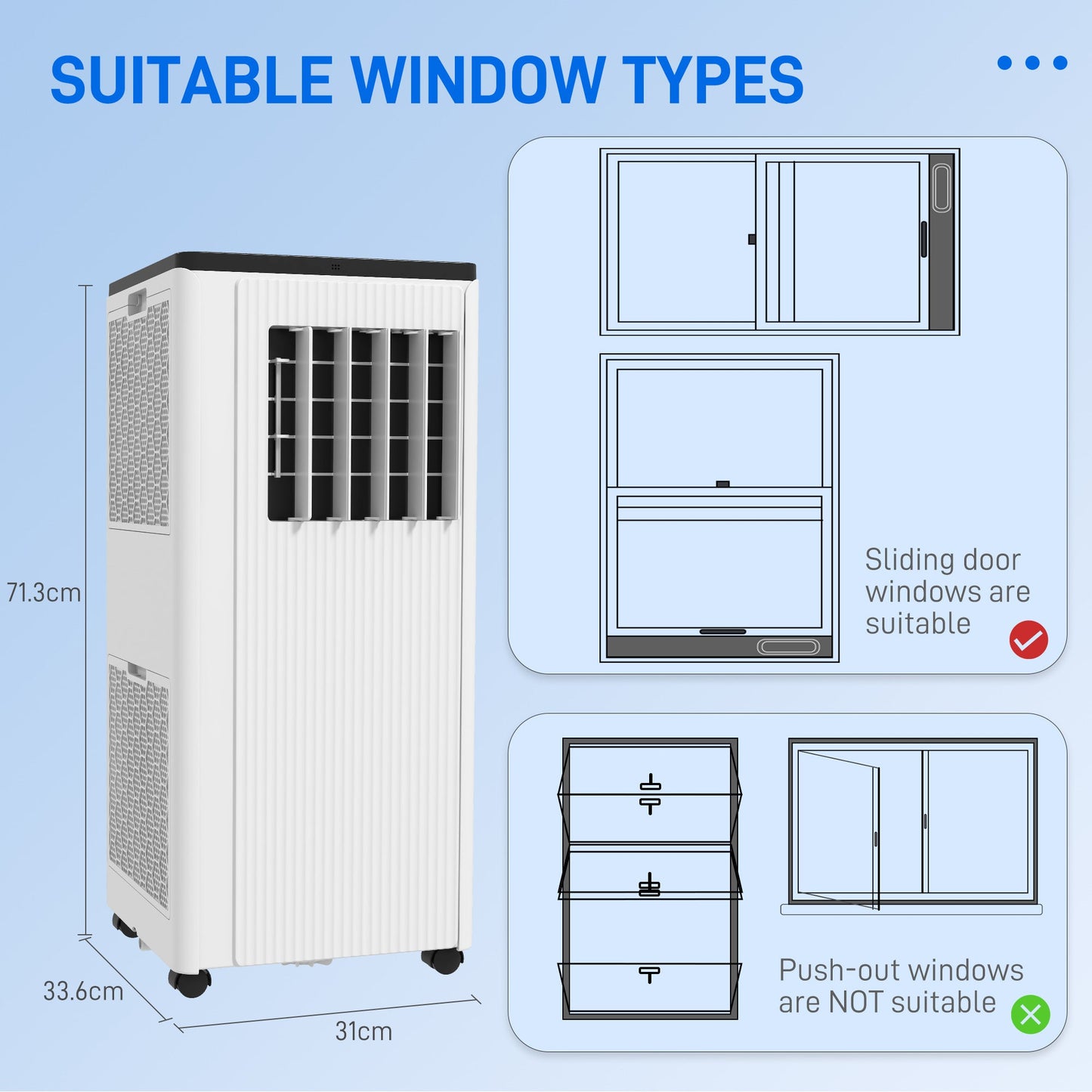 HOMCOM 7,000 BTU App-Controlled Mobile Air Conditioner, 15m\'c2\'b2 Radius - White