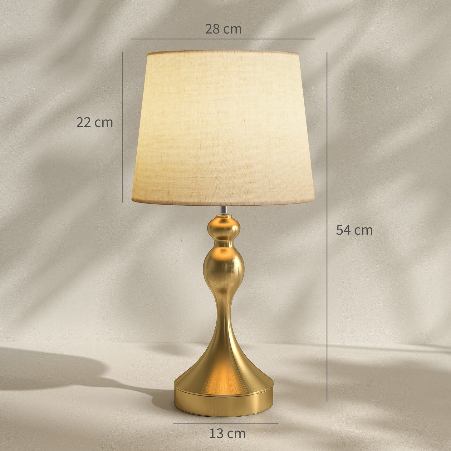 HOMCOM Dimmable Bedside Lamps Set of 2, Modern Table Lamps with 3 Colour Temperatures, USB A+C Charging Ports and Linen Shade for Living Room Bedroom Office, Gold Tone