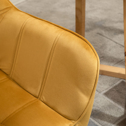 HOMCOM Modern Armchair, Accent Chair with Wide Arms, Slanted Back and Rubber Wood Legs for Living Room, Bedroom, Home Office Yellow