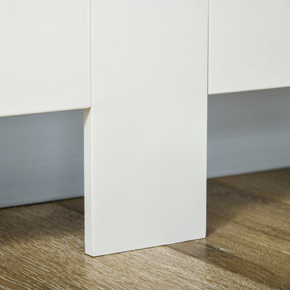 HOMCOM Slatted Radiator Cover Painted Cabinet MDF Lined Grill in White (172L x 19W x 81H cm)