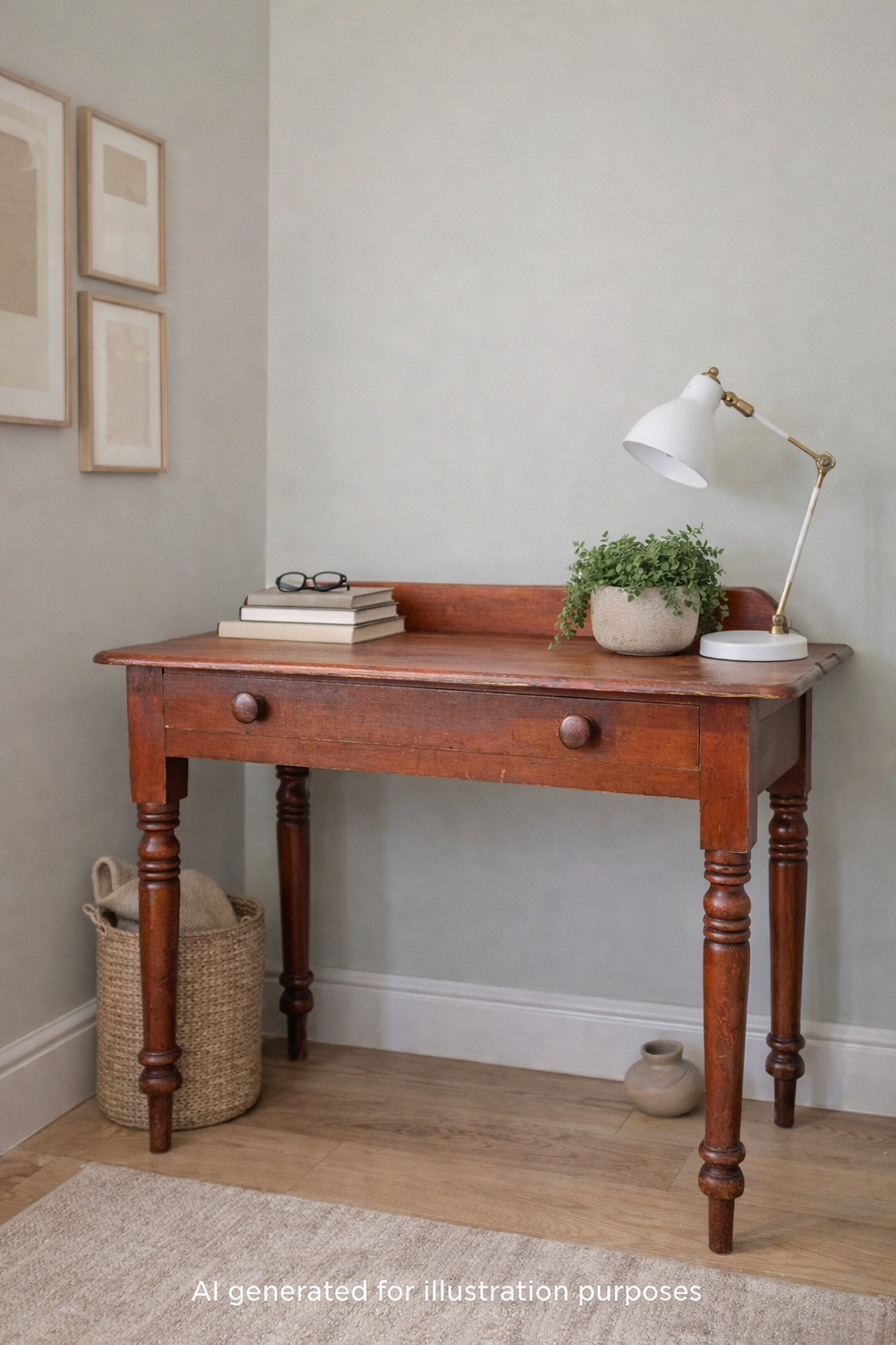 Antique Victorian Pine Writing Table Desk Console Side Table / Wash Stand