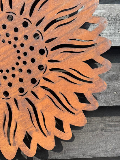 Large Rusty Metal Sunflower Garden Decoration