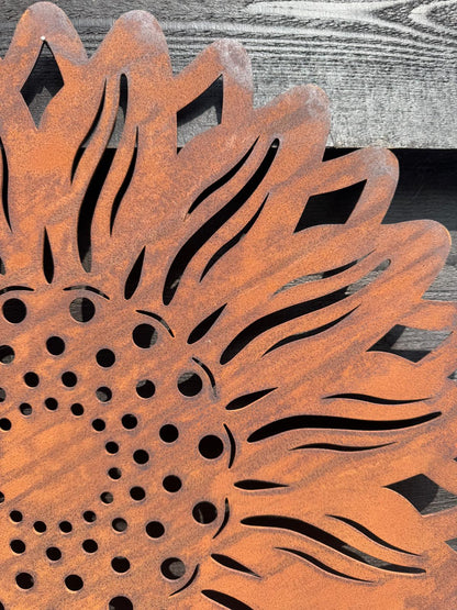 Large Rusty Metal Sunflower Garden Decoration