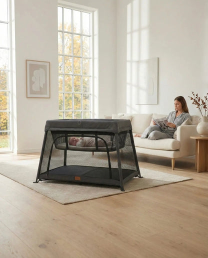 Airpod 3 Travel Cot Includes Newborn Bassinet Insert - Dark Grey