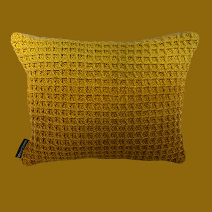 Waffle Graduated Tonal Crocheted Cushion - Ochre